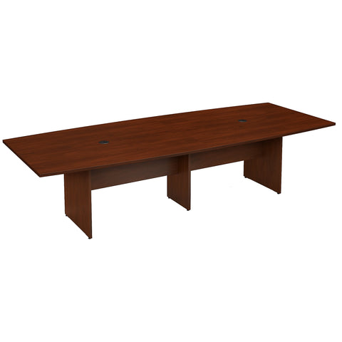 Bush Business Furniture 120W x 48D Boat Shaped Conference Table with Wood Base | Hansen Cherry
