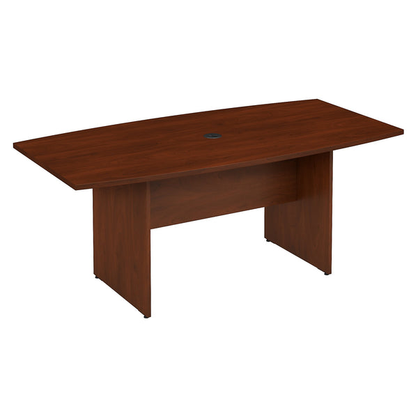 Bush Business Furniture 72W x 36D Boat Shaped Conference Table with Wood Base | Hansen Cherry