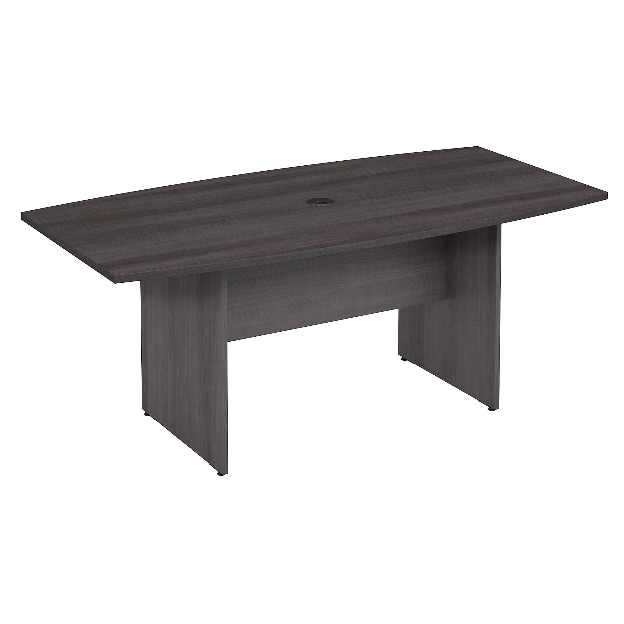 Bush Business Furniture 72W x 36D Boat Shaped Conference Table with Wood Base | Storm Gray
