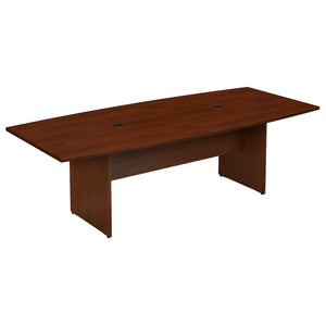Bush Business Furniture 96W x 42D Boat Shaped Conference Table with Wood Base | Hansen Cherry