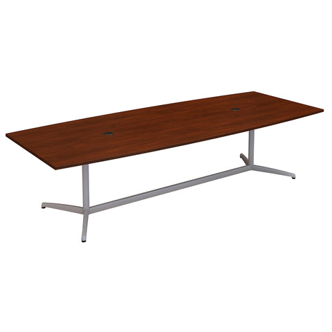 Bush Business Furniture 120W x 48D Boat Shaped Conference Table with Metal Base | Hansen Cherry