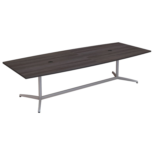 Bush Business Furniture 120W x 48D Boat Shaped Conference Table with Metal Base | Storm Gray