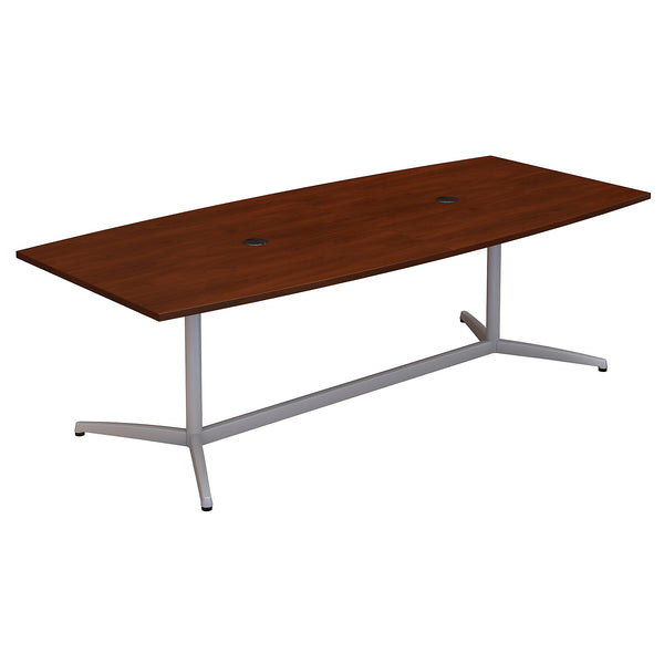 Bush Business Furniture 96W x 42D Boat Shaped Conference Table with Metal Base | Hansen Cherry