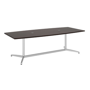 Bush Business Furniture 96W x 42D Boat Shaped Conference Table with Metal Base | Mocha Cherry/Silver