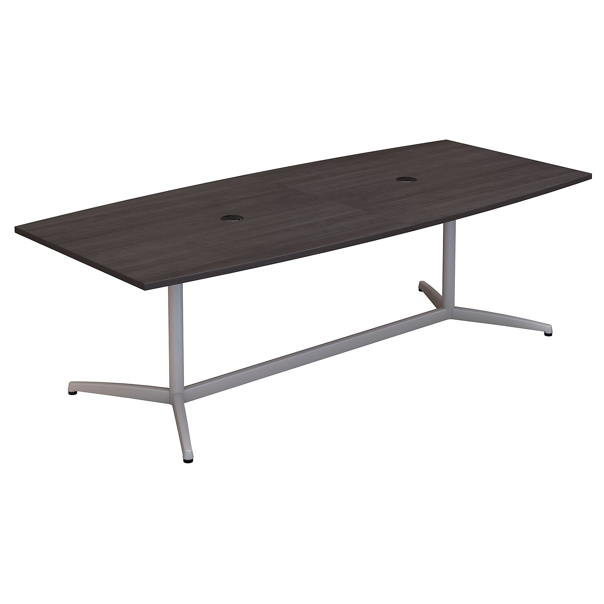 Bush Business Furniture 96W x 42D Boat Shaped Conference Table with Metal Base | Storm Gray