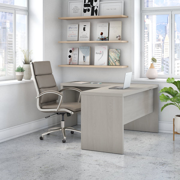 Office by kathy ireland® Echo L Shaped Desk | Gray Sand