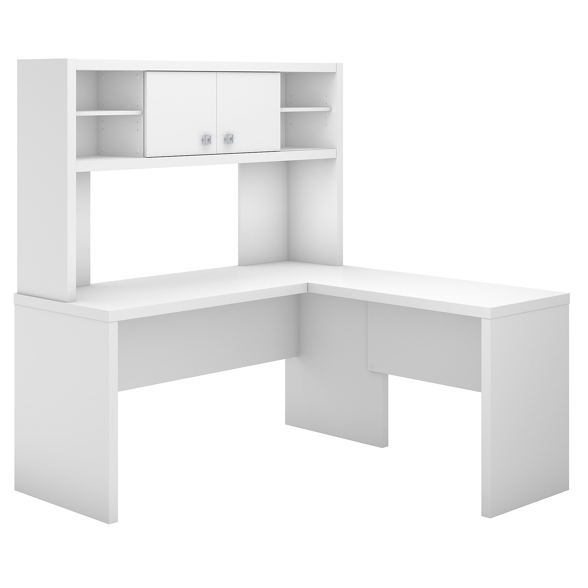 Office by kathy ireland® Echo L Shaped Desk with Hutch | Pure White