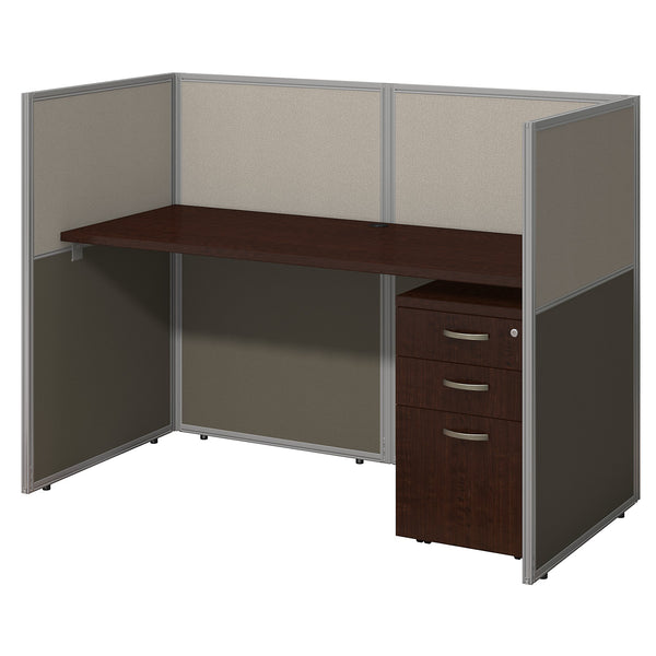 Bush Business Furniture Easy Office 60W Straight Desk Closed Office with Mobile File Cabinet | Mocha Cherry