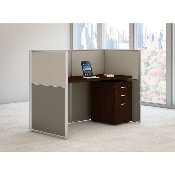 Bush Business Furniture Easy Office 60W Straight Desk Closed Office with Mobile File Cabinet | Mocha Cherry