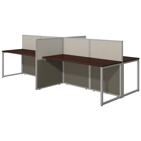 Bush Business Furniture Easy Office 60W 4 Person Straight Desk Open Office | Mocha Cherry