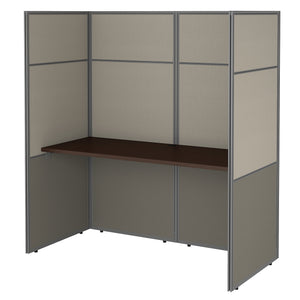 Bush Business Furniture Easy Office 60W Cubicle Desk Workstation with 66H Closed Panels | Mocha Cherry
