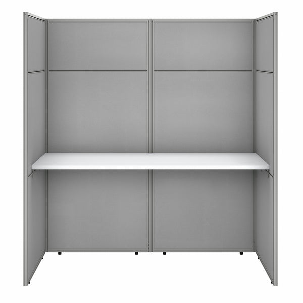 Bush Business Furniture Easy Office 60W Cubicle Desk Workstation with 66H Closed Panels | Pure White/Silver Gray Fabric