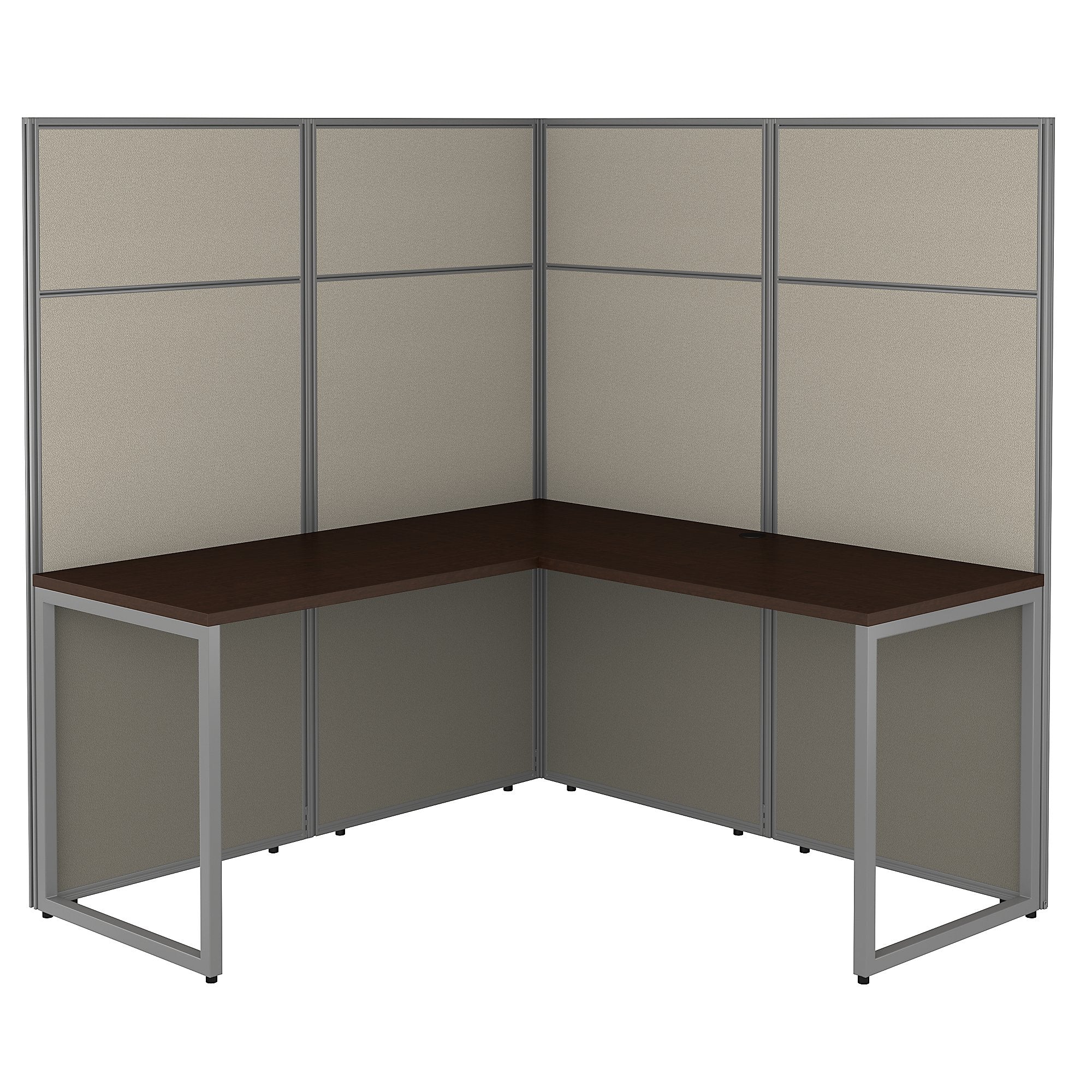 Bush Business Furniture Easy Office 60W L Shaped Cubicle Desk Workstation with 66H Panels | Mocha Cherry