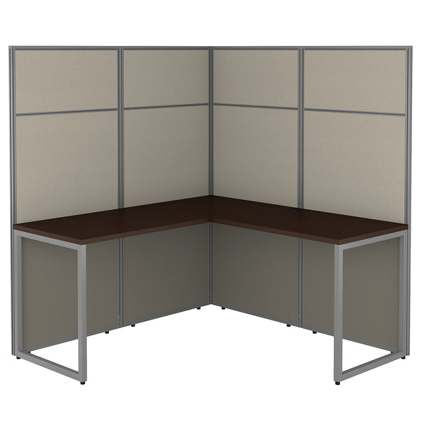 Bush Business Furniture Easy Office 60W L Shaped Cubicle Desk Workstation with 66H Panels | Mocha Cherry