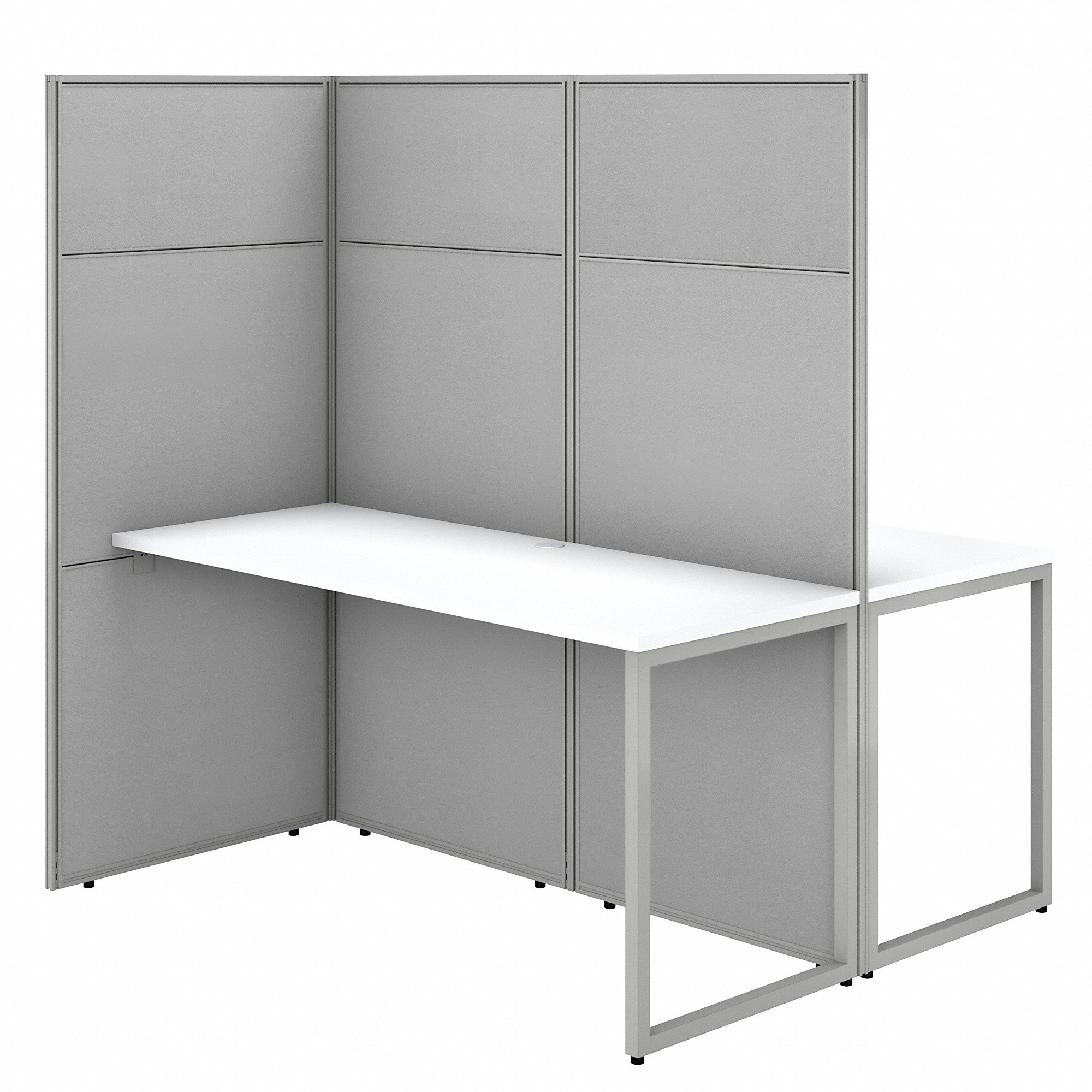 Bush Business Furniture Easy Office 60W 2 Person Cubicle Desk Workstation with 66H Panels | Pure White/Silver Gray Fabric