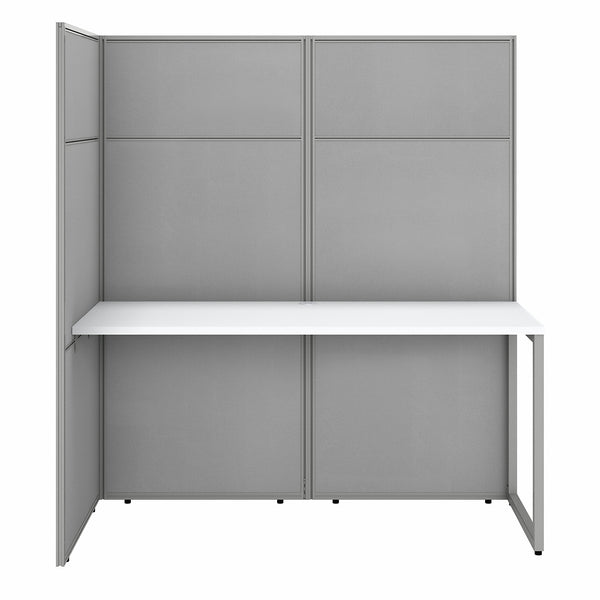 Bush Business Furniture Easy Office 60W 2 Person Cubicle Desk Workstation with 66H Panels | Pure White/Silver Gray Fabric