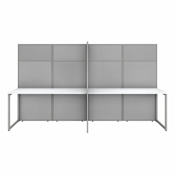 Bush Business Furniture Easy Office 60W 4 Person Cubicle Desk Workstation with 66H Panels | Pure White/Silver Gray Fabric