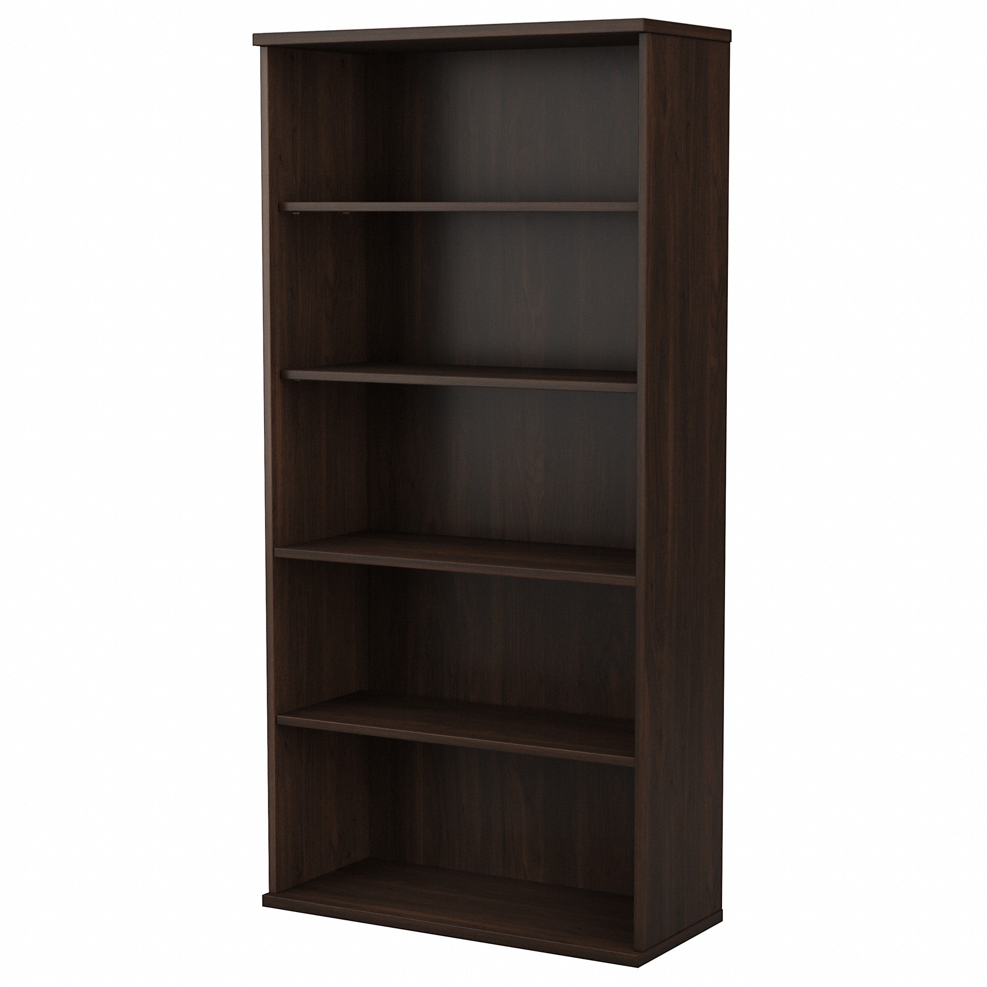 Bush Business Furniture Hybrid Tall 5 Shelf Bookcase | Black Walnut