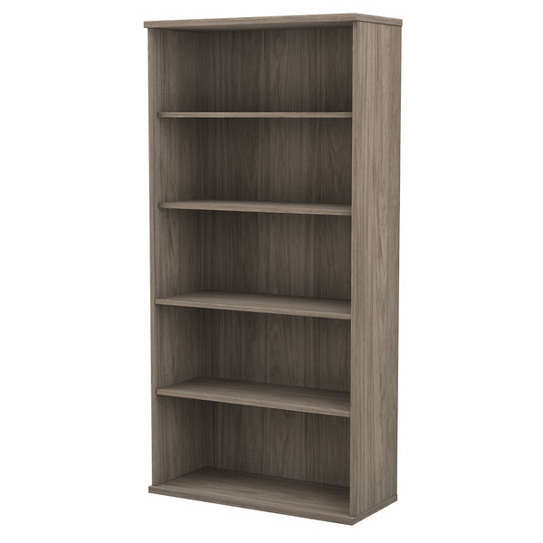 Bush Business Furniture Hybrid Tall 5 Shelf Bookcase | Modern Hickory