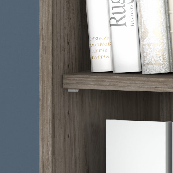 Bush Business Furniture Hybrid Tall 5 Shelf Bookcase | Modern Hickory