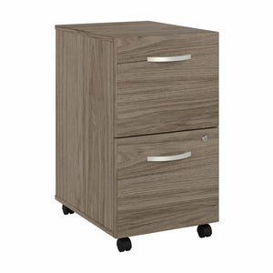 Bush Business Furniture Hybrid 2 Drawer Mobile File Cabinet - Assembled | Modern Hickory