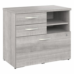 Bush Business Furniture Hybrid Office Storage Cabinet with Drawers and Shelves | Platinum Gray