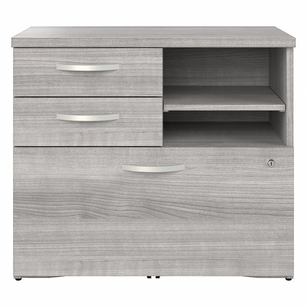 Bush Business Furniture Hybrid Office Storage Cabinet with Drawers and Shelves | Platinum Gray