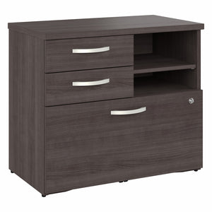 Bush Business Furniture Hybrid Office Storage Cabinet with Drawers and Shelves | Storm Gray