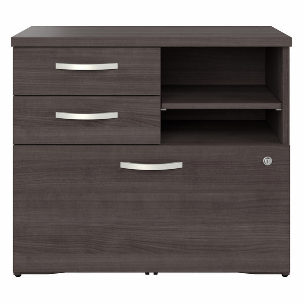 Bush Business Furniture Hybrid Office Storage Cabinet with Drawers and Shelves | Storm Gray