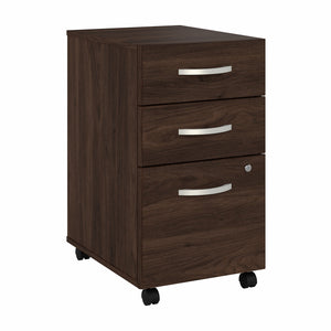Bush Business Furniture Hybrid 3 Drawer Mobile File Cabinet - Assembled | Black Walnut