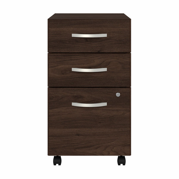 Bush Business Furniture Hybrid 3 Drawer Mobile File Cabinet - Assembled | Black Walnut