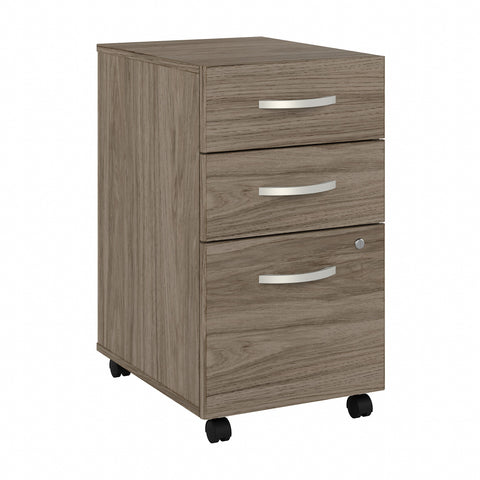 Bush Business Furniture Hybrid 3 Drawer Mobile File Cabinet - Assembled | Modern Hickory