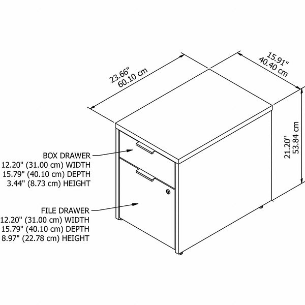 Bush Business Furniture Jamestown 2 Drawer File Cabinet - Assembled | Storm Gray/White