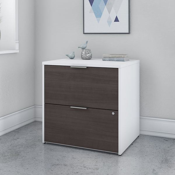 Bush Business Furniture Jamestown 2 Drawer Lateral File Cabinet - Assembled | Storm Gray/White