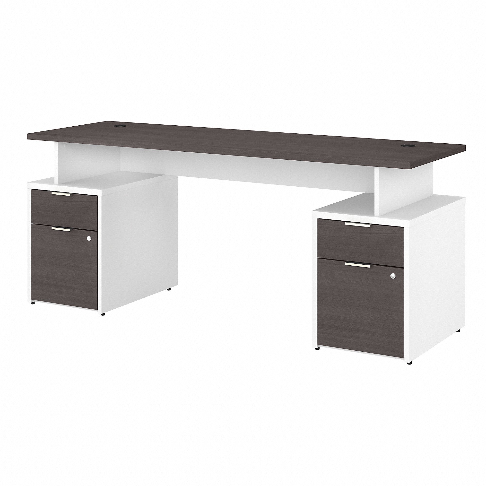 Bush Business Furniture Jamestown 72W Desk with 4 Drawers | Storm Gray/White