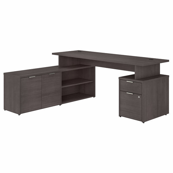 Bush Business Furniture Jamestown 72W L Shaped Desk with Drawers | Storm Gray