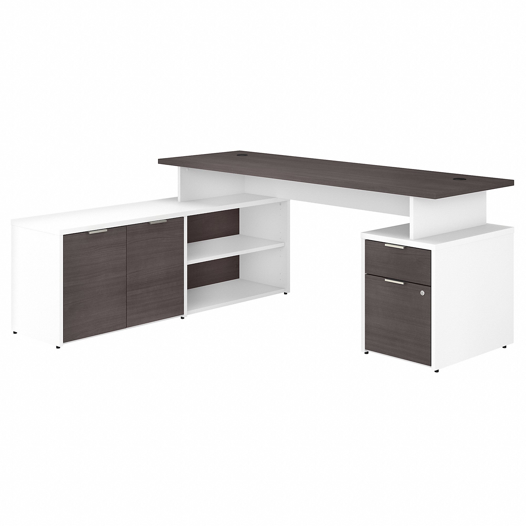 Bush Business Furniture Jamestown 72W L Shaped Desk with Drawers | Storm Gray/White