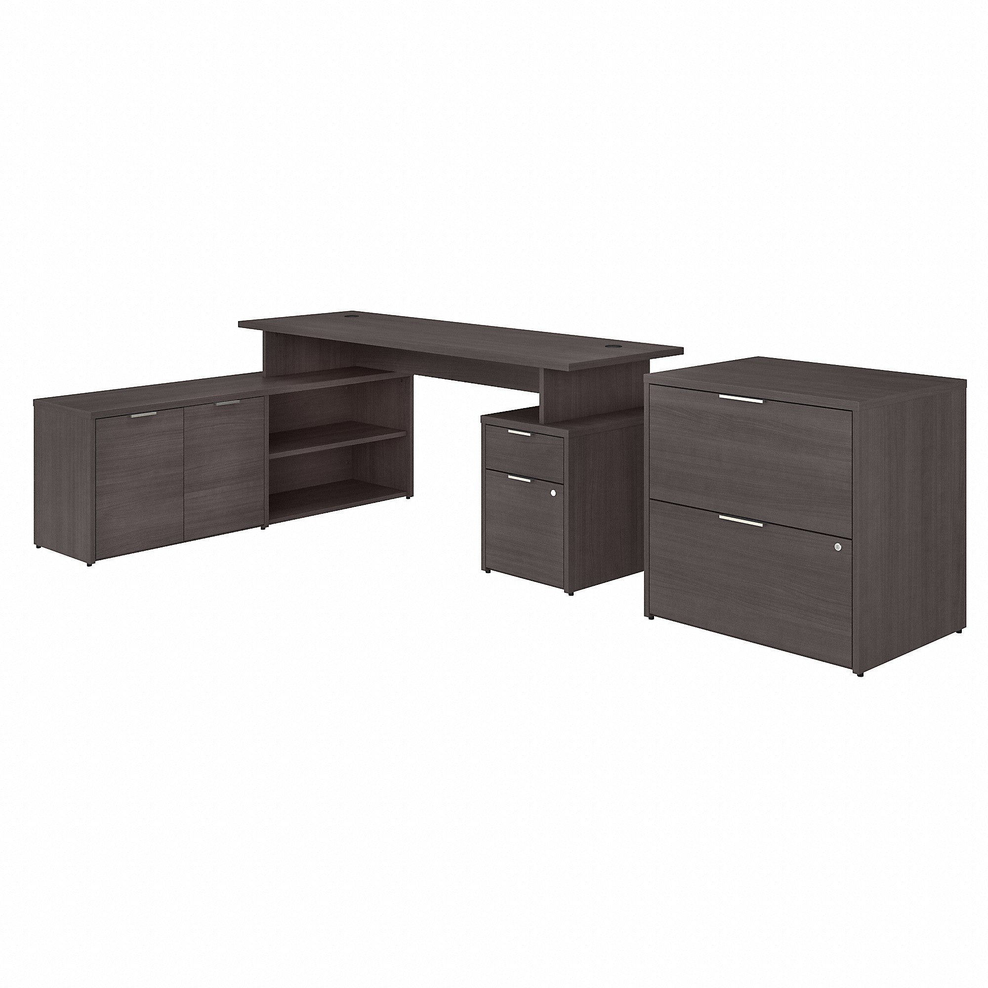 Bush Business Furniture Jamestown 72W L Shaped Desk with Drawers and Lateral File Cabinet | Storm Gray