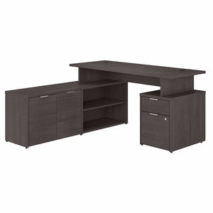 Bush Business Furniture Jamestown 60W L Shaped Desk with Drawers | Storm Gray
