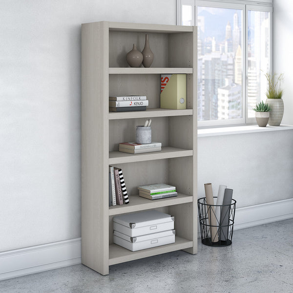 Office by kathy ireland® Echo 5 Shelf Bookcase | Gray Sand
