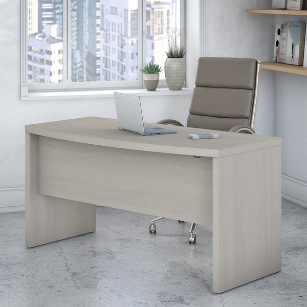 Office by kathy ireland® Echo 60W Bow Front Desk | Gray Sand