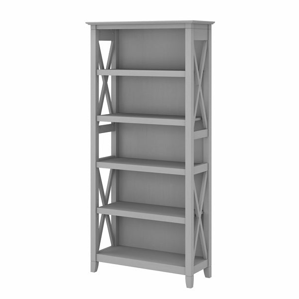Bush Furniture Key West Tall 5 Shelf Bookcase | Cape Cod Gray