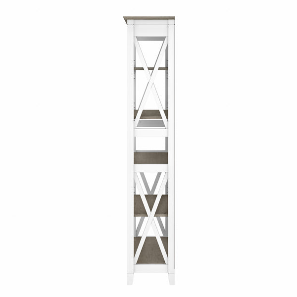 Bush Furniture Key West Tall 5 Shelf Bookcase | Shiplap Gray/Pure White