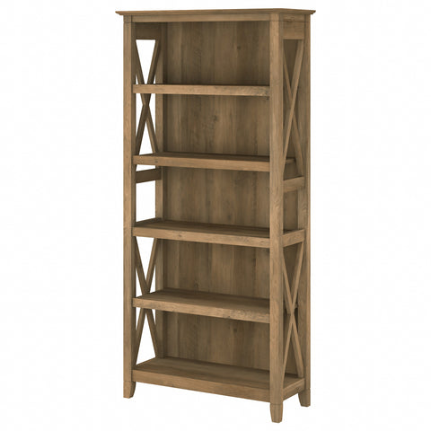 Bush Furniture Key West Tall 5 Shelf Bookcase | Reclaimed Pine