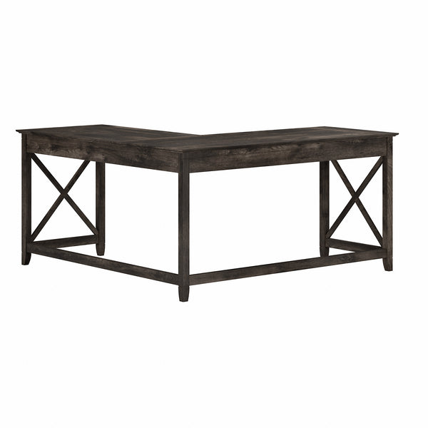 Bush Furniture Key West 60W L Shaped Desk | Dark Gray Hickory