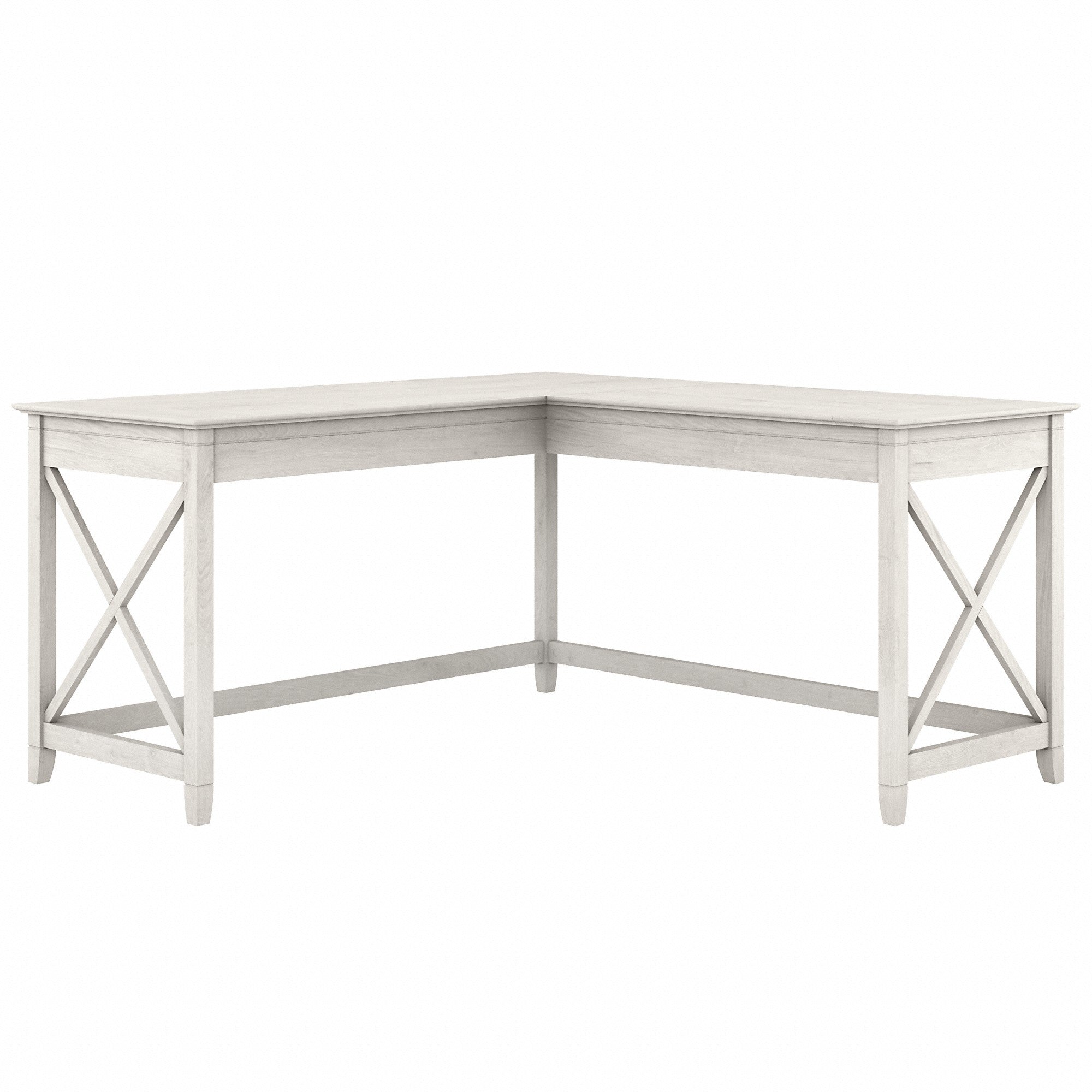 Bush Furniture Key West 60W L Shaped Desk | Linen White Oak
