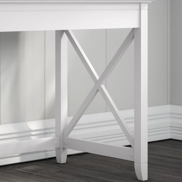 Bush Furniture Key West 60W L Shaped Desk | Pure White Oak