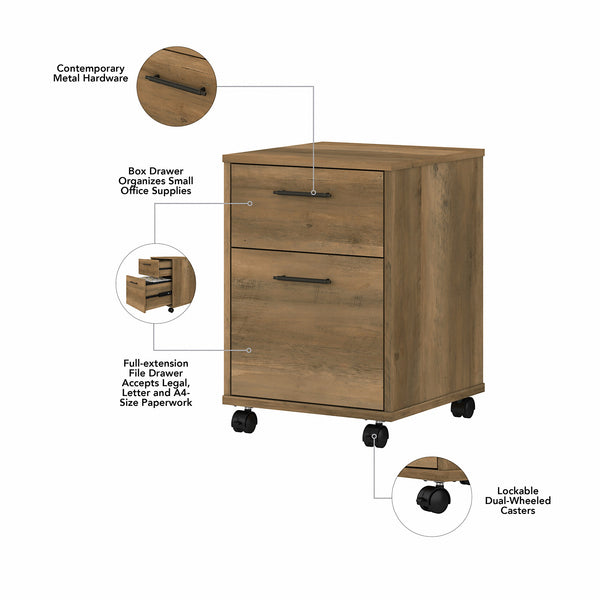 Bush Furniture Key West 2 Drawer Mobile File Cabinet | Reclaimed Pine