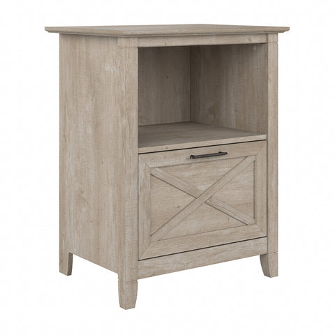 Bush Furniture Key West Lateral File Cabinet with Shelf | Washed Gray
