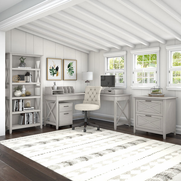 Bush Furniture Key West 2 Drawer Lateral File Cabinet | Linen White Oak